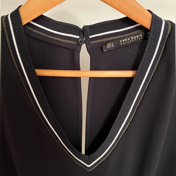 Zara Jumpsuit with pockets and drawstring waist. Side stripe/v-neck detailing. - Picture 3 of 5